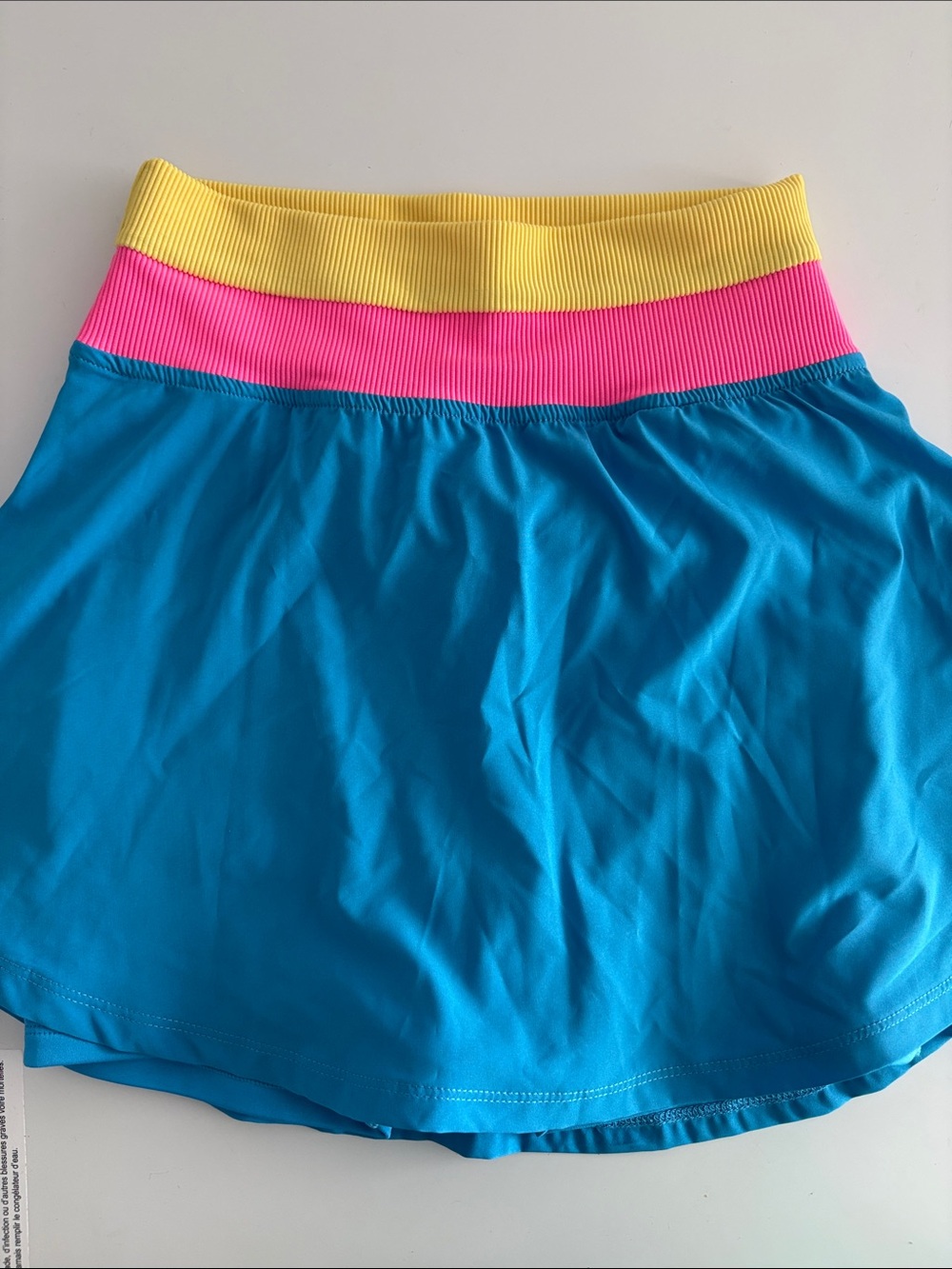Beach Riot Turquoise Skort with Pink and Yellow Ribbed Waistband